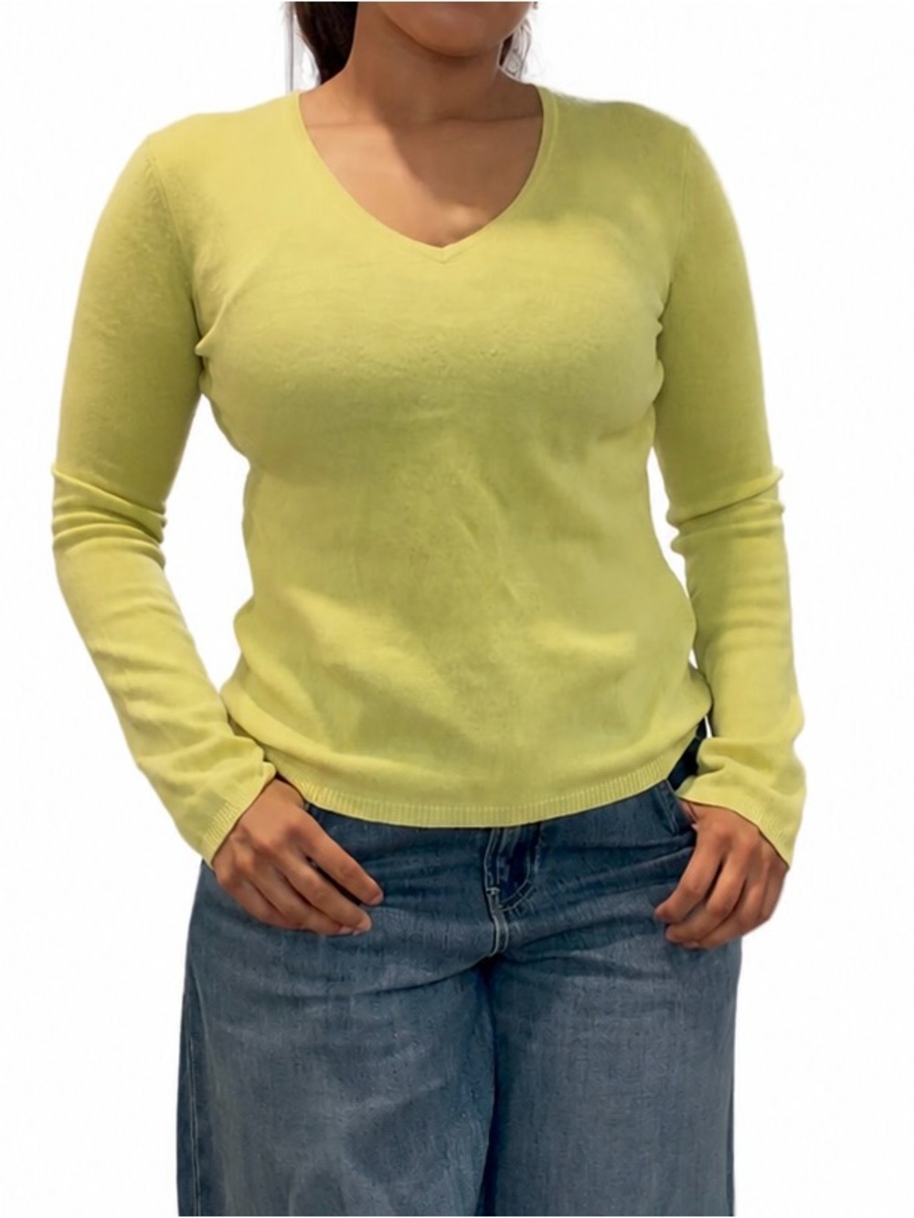 V-Neck Lemon Yellow Women's Sweater